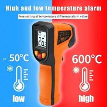 Pistola de temperatura T-600, termómetro infrarrojo, pistola de temperatura alta de contacto manual, adecuado para uso industrial, pruebas de cocina, hornos de pizza, automotriz, HVAC, parrillas y motores - Lector de temperatura de superficie láser - 58°F a 1112°F