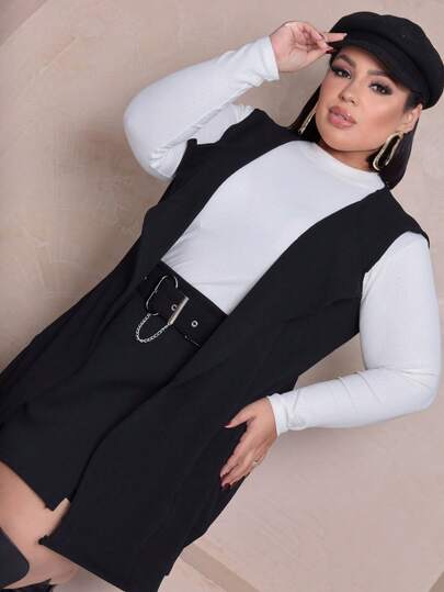 CONJUNTO SHORTS SAIA COM CINTO E MAX COLETE  Simples  elegante  Tecido  Com cinto      Noite  Formal e Noturno3