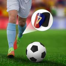 1 par de espinilleras de fútbol mini con diseño gráfico rojo, azul y Nº 7 - Espinilleras de fútbol para adultos gruesas y duraderas, adecuadas para todas las temporadas