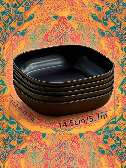 1/5/10/20 PIEZAS Platos de cena de plástico, platos de vajilla de plástico cuadrados reutilizables negros, para el hogar, la cocina, el restaurante, el dormitorio, el camping y el picnic, platos cuadrados profundos y ligeros, platos de cena irrompibles, platos para ensaladas, cuencos para aperitivos, para servir platos, postres, aperitivos y huesos de pollo, cocina, aptos para lavavajillas