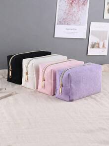 Large Capacity Corduroy Pencil Case, Simple Solid Color Pencil Bag, Basic Stationery Item For Student Supplies Storage, Essential Back To School Organizer,School Supplies,Pencil Pouch,School Bag - Multicolor - View 7