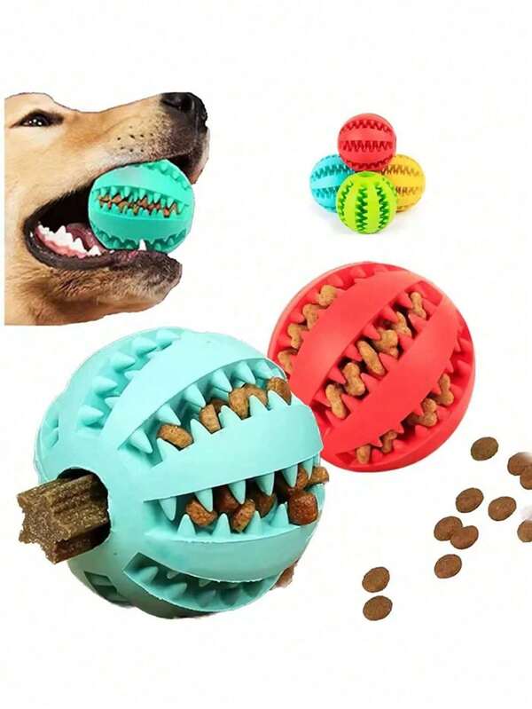 1pc Dog Toy Ball Interactive Rubber Ball Chew Toy For Small Dogs Dental Cleaning Ball Pet Food Feeder Silicone Ball Toy