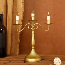 1 件复古金色烛台 - 金属烛台，带 3 或 5 个臂，适用于正式活动、婚礼、教堂、节日、圣诞节 - 锥形烛台 - 装饰品 - 噴漆復古金色 - 查看 3