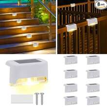 4pcs/8pcs/12pcs/16PC Solar Outdoor Step Lights, Solar Fence Lights, Outdoor Patio Lights, Solar Deck Lights, Solar In-Ground Lights, Solar Fence And Stair Lighting, Suitable For Fences, Steps, Courtyards, Decks, Backyards, And Paths.