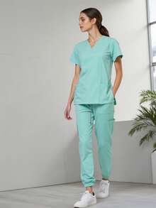 Uniforme Quirúrgico  Mujer Cómodo Alta Calidad Tela antifluidos Elastico Colorido Filipinas Set Dos Piezas Jareta - verde menta - Ver 3