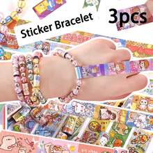 3pcs Random Sticker Bracelets DIY Handmade Bracelet Cute Sticker Creative Sticker Holiday Gift,School Supplies,Back To School - Multicolor - View 12
