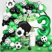 Set de baloane cu arc de fotbal, include coroană de fotbal și 18 baloane numerice, baloane din folie cu numărul verde 18, decor tematic de fotbal pentru petrecerea de 18 ani, petrecere de fotbal, baloane de fotbal, aniversare de fotbal