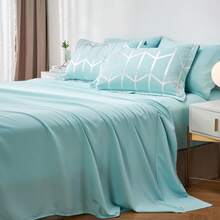 7pieces(Full/Queen/King)Lightweight Solid Comforter Set For All Seasons,Twin(5 Pieces),Soft & Comfortable Bed In A Bag Set For Student/Friends/Colleage,A Cloud-Like Sleeping Space All Year Round,Spring/Summer/Autumn/Winter,Great Gift - Màu xanh lam - Xem 4