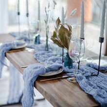 1 Stück Käsetuch Tischläufer Sommer Boho Landhaus Gaze Tischdecke 120 Zoll 10FT Käsetuch Läufer für Party Baby Dusche Heim Dekoration Feiertags Dekorationen