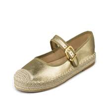 WEIDE Loafers Para Mujer de Rafia con Diseño Elegante Estilo Francés, Cómodos y Versátiles, Perfectos Para Cualquier Ocasión Casual o Formal. - Dorado - Ver 5