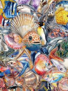 SCXXBSW 一包50张创意美观的海洋生物透明贴纸。这些贴纸适合粘贴在手机、日记本、行李箱、笔记本电脑、水杯等物品上，是节日、派对和生日的精美礼物。 - 彩色 - 查看 1