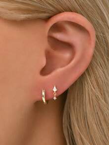 1pc Gold Mini Kite Pendant Internally Threaded Labret | 925 Sterling Silver Hypoallergenic Stud Earrings | Flat Cartilage Earrings | Lip Rings | Unisex Daily Wear (Sold Individually) - Multicolor - View 9