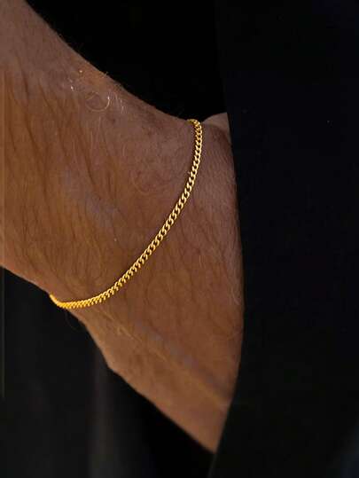 MONALLY Pulsera de cadena de oro de 18K chapado en oro para hombres, joyería de acero inoxidable para hombres, regalo para el Día del Padre, aniversario, cumpleaños