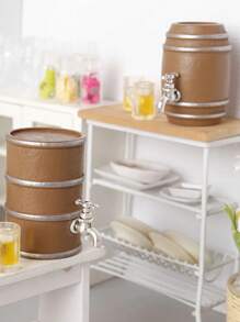 1:12 Dollhouse Accessory - Wooden Beer Barrel/Wine Barrel Set With Bucket Top, Mini Wine Glass/Beer Glass, Mini Wooden Beer Sign, DIY And Decorate Your Own Perfect Project!