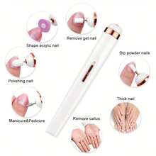 Portable Nail File, Electric Nail Drill, Comes With 5 Accessory Drill Bits, USB Rechargeable, With LED Light, Adjustable Speed, Suitable For Manicure And Nail Care Tools - Multicolor - View 5