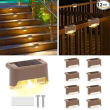 4pcs/8pcs/12pcs/16PC Solar Outdoor Step Lights, Solar Fence Lights, Outdoor Patio Lights, Solar Deck Lights, Solar In-Ground Lights, Solar Fence And Stair Lighting, Suitable For Fences, Steps, Courtyards, Decks, Backyards, And Paths.