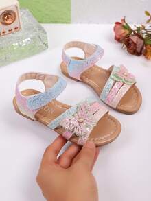 Girls' Colorful Flat Sandals, Contrast Color Design, Summer Roman Shoes For Kids, Suitable For Daily, Vacation, Beach, Back To School, Sandals - Multicolor - View 5