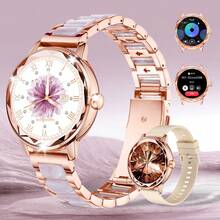 Rose Gold Steel Strap + Silicone Strap Watch