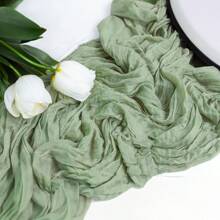 1/2/6/10 PCS Sage Green Cheesecloth Table Runners 35*120 Inch Boho Farmhouse Rustic Sheer Gauze Table Decor For Wedding Baby Shower Birthday Dinner Party Reception Centerpieces
