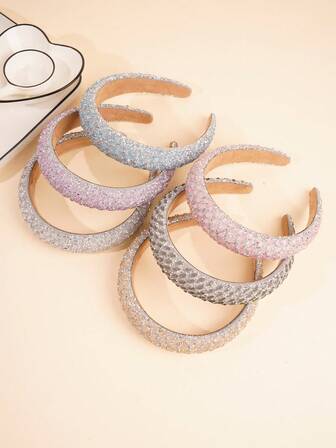 1 件时尚菱形水钻发带，适合女孩，简约百搭设计，防滑舒适发带，适合洗脸、节日、日常佩戴