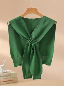 1 件女士白色针织披肩，精致休闲，适合搭配吊带裙，简约时尚，适合派对、约会，优雅精致