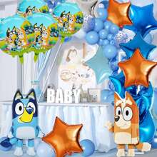 10PCS Blue Dog Foil Balloons, Blue Shaped Character Balloons For Birthday Party Supplies