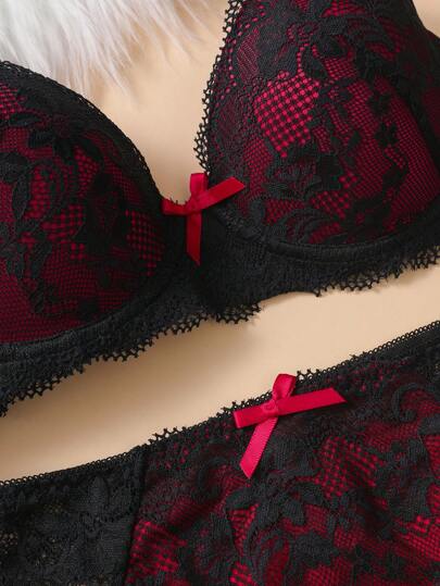 Set Kanten Verleidelijke Push Up Bra, Anti Sag view 3