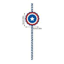 24pcs/Set 4th Of July Disposable Straws Flags Decor Well Crafted Patriotic Drinking Straws For American National Day Theme Decor