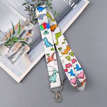 1 pièce Ensemble porte-carte et cordon en forme de dinosaure mignon, étui pour carte d'étudiant avec charm de cordon de téléphone, décoration pour accessoires de voiture, charm de sac à dos pour l'école, style gothique et Y2K - Multicolore - Voir 10