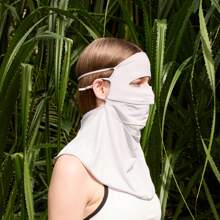 Máscara facial de estilo bohemio de unicolor, protege con precisión el rostro y el cuello, material ligero y transpirable que evita la pegajosidad, adecuada para deportes al aire libre, vacaciones en la playa y talla grande escenarios, afronta fácilmente el verano caluroso, ¡salidas despreocupadas y con estilo!