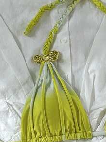 Bikinx Conjunto de bikini 2025 para mujer con Top de triángulo con estampado degradado y Bottom atada a los lados - Multicolor - Ver 6