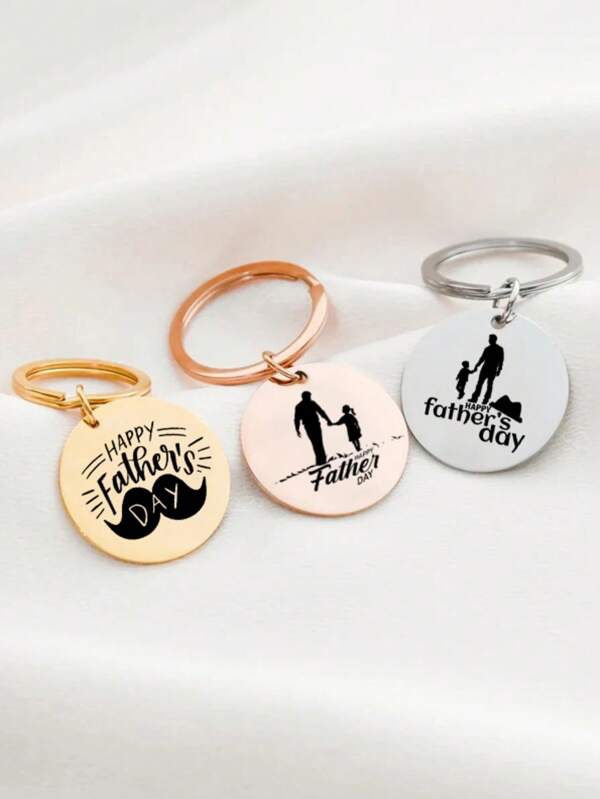 1pc Father's Day Metal Engraved Keychain Gift For Dad, Suitable For Backpack/Bag Decor, Wallet Pendant, Family Collection, Best Father's Day Gift For Men, Stainless Steel Car Accessories Bag Charm School
