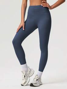 Sodalemon Women Solid Color Simple Design Yoga Pants Tight Fitness Outdoor Training Sport Leggings