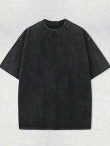 1 Piece, 230G Double-Sided Washed, Flag And Beer Printed T-Shirt, High-Quality Wax Printed Cotton Retro Fashion Brand T-Shirt, Suitable For Summer T-Shirt With A Certain Thickness, Holiday Gift - 黑色 - 查看 2