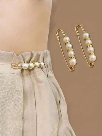 2pcs Pearl Decor Waist Cincher, Waist Shaper And Belly Band