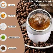 不锈钢电动咖啡杯，内置磁力搅拌器，便携式旅行杯，适用于咖啡/茶/热巧克力/牛奶，非常适合办公室/厨房/家庭使用，也适合圣诞节/万圣节/礼物 - 彩色 - 查看 7