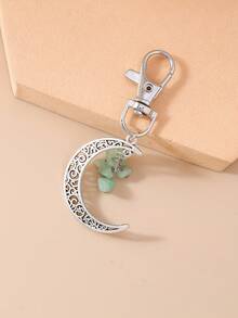 1pc Creative Tassel Turquoise Hollow Moon Key Chain, Unisex, Suitable For Everyday Commuting Wear - Multicolor - View 10