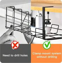 Under Desk Cable Tray Management No Drill Tidy Wire Cords Storage Rack Organizer - Black - View 3