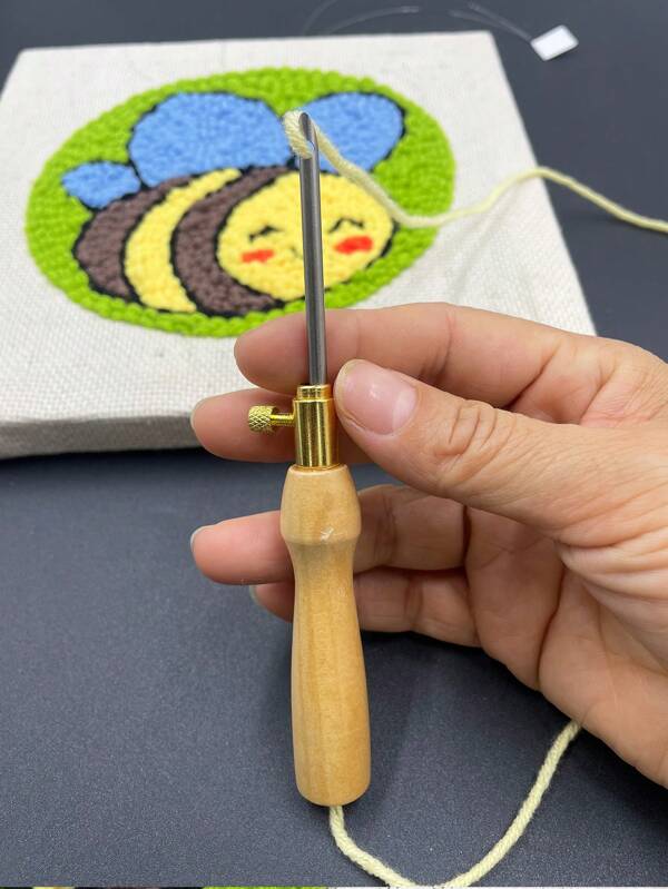 طقم إبر التطريز القابلة للتبديل 3 قطع مع خيط بيد خشبية، طقم إبر التطريز، أدوات التطريز بطريقة الغرزة المتقاطعة، إبر حرفية DIY، مستلزمات خياطة وفنون حرفية