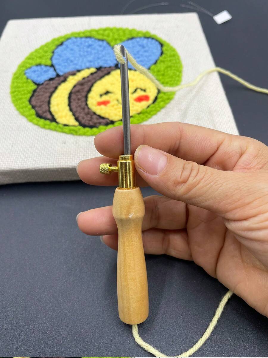 1 Set 3 Interchangeable Embroidery Needles With Threader, Wooden Handle Embroidery Needle Kit, Cross Stitch Embroidery Tools, DIY Craft Needles, Sewing And Handicraft Art Supplies