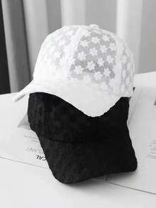 1 pezzo Berretto da baseball in pizzo floreale traforato da donna, cappello di moda per protezione solare, adatto per primavera/estate