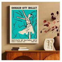 1pc Frameless Chicago Ballet Dancer Vintage Painting Printing Wall Arts Abstract Ballet Posters Suitable For Living Room, Bedroom, Dormitory, Study, Coffee Shop, Dance Studio Wall Decoration, Home Decoration ,Wall Art With Frame