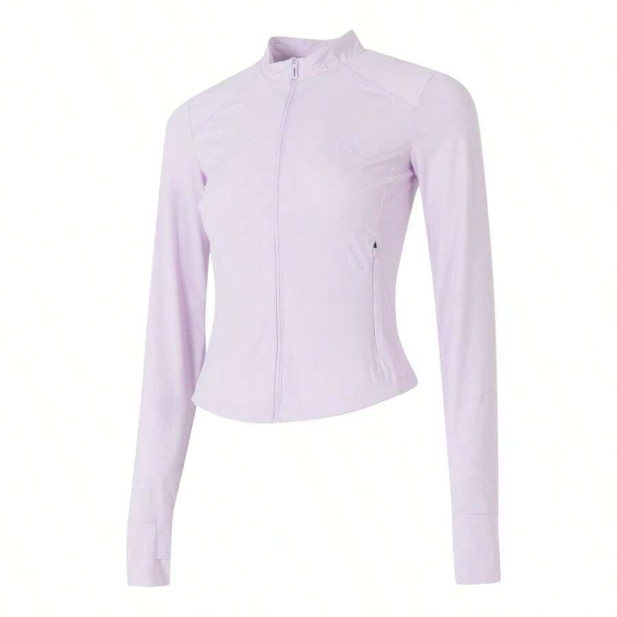 Adidas MH 针织夹克，立领，修身女士瑜伽健身运动服 KE5781 - 冰淺紫色 - 查看 1