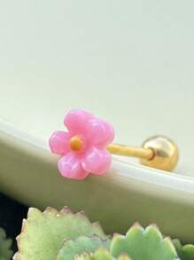 1 Stück Zunge Piercing Schmuck aus medizinischem hypoallergenen Titan-Stahl mit süßem Harz Rose, Pilz, Blumen und Schmetterling Design