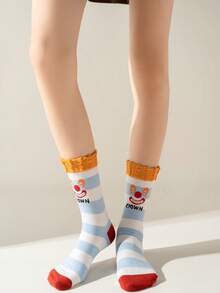 1双女士袜子，小丑图案，趣味十足，时尚简约，吸汗透气，防臭，适合日常旅行。 - 彩色 - 查看 10