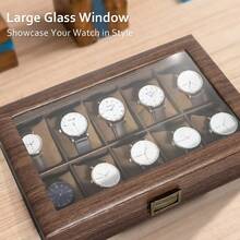 6-12 Grids Wooden Watch Box Jewellry Display Storage Organiser Case Gift For Men Back To School Dormitory Storage - Brown - View 9