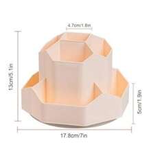 1pc Desktop Storage Box Rotating Pen Holder - 360 Degree Multi-Function Pen Cup With 9 Compartments Suitable For Office, School, Home (Pink)