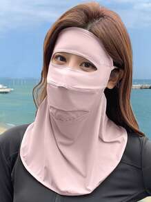 Máscara facial de estilo bohemio de unicolor, protege con precisión el rostro y el cuello, material ligero y transpirable que evita la pegajosidad, adecuada para deportes al aire libre, vacaciones en la playa y talla grande escenarios, afronta fácilmente el verano caluroso, ¡salidas despreocupadas y con estilo!