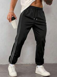 1 Stück Herren Outdoor Sporthose, Lässig locker sitzende leichte Trainingshose zum Laufen, Wandern, täglichen Pendeln, Sommerstrand, vielseitiger gestreifter Knöchel-Jogger