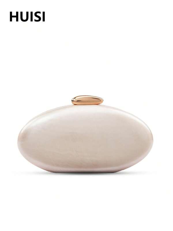 1 pezzo Borsa da sera da donna in acrilico bianco con finta perla e marmorizzazione, borsa a tracolla con catena dorata rimovibile per matrimonio, festa, vacanza, regalo, clutch per matrimonio